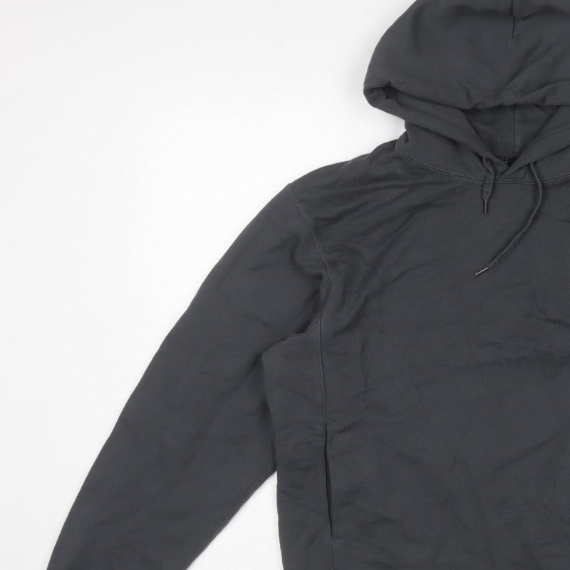 UNIQLO Women Black S Pullover Hoodie Drawstring Cotton Pockets