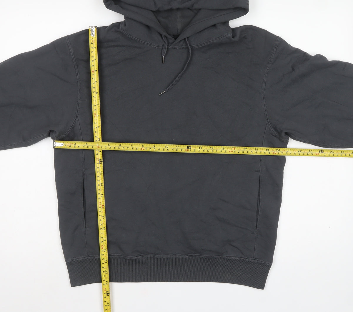 UNIQLO Women Black S Pullover Hoodie Drawstring Cotton Pockets
