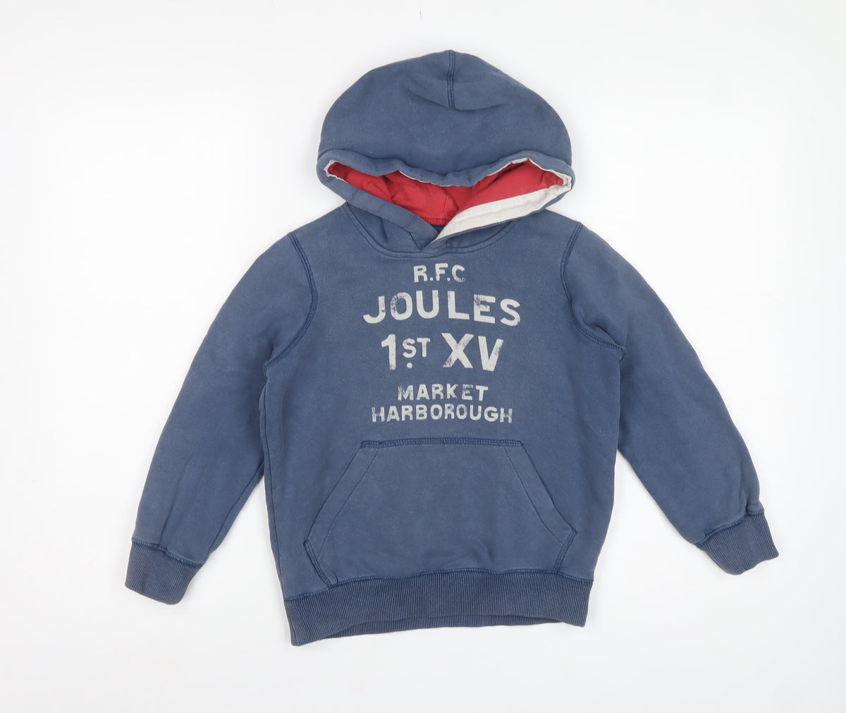 Joules Boys Blue 8 Years Pullover Rugby Hoodie Logo Pocket