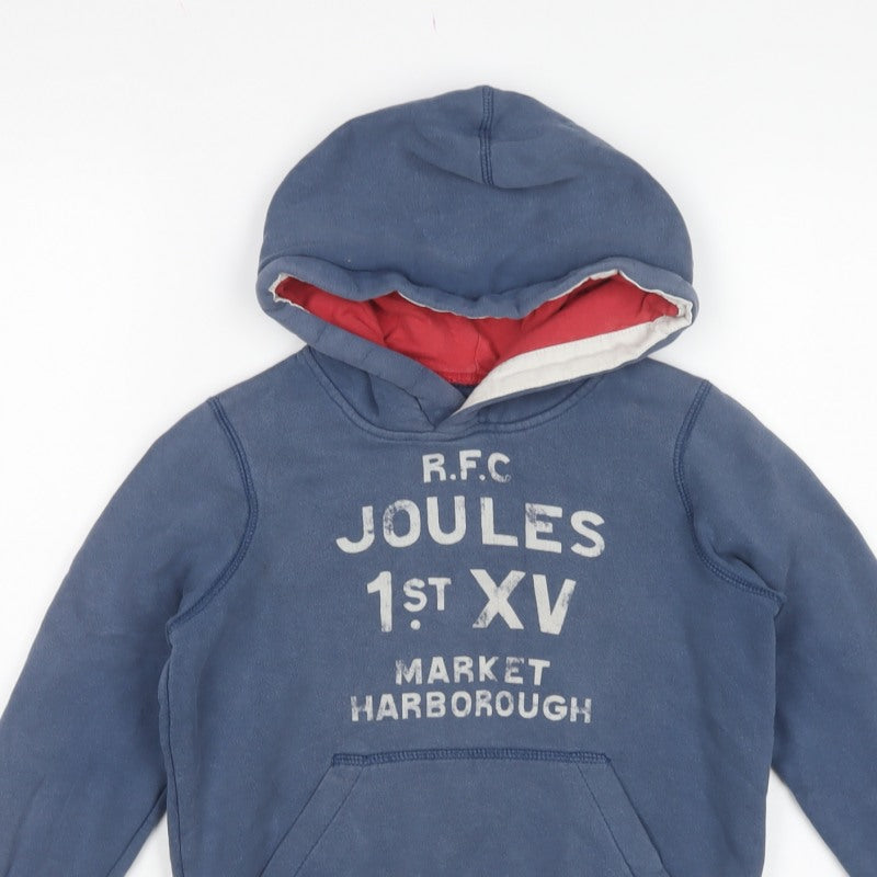 Joules Boys Blue 8 Years Pullover Rugby Hoodie Logo Pocket