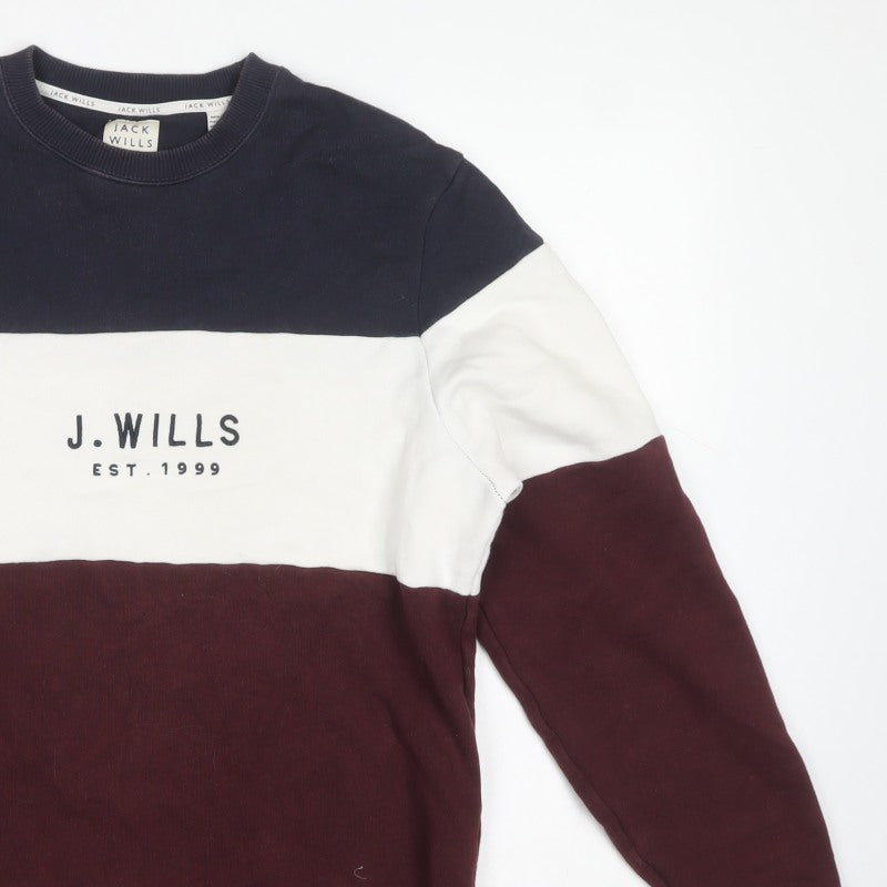 Jack Wills Men's Multicoloured S Pullover Logo Crew Neck Sweatshirt