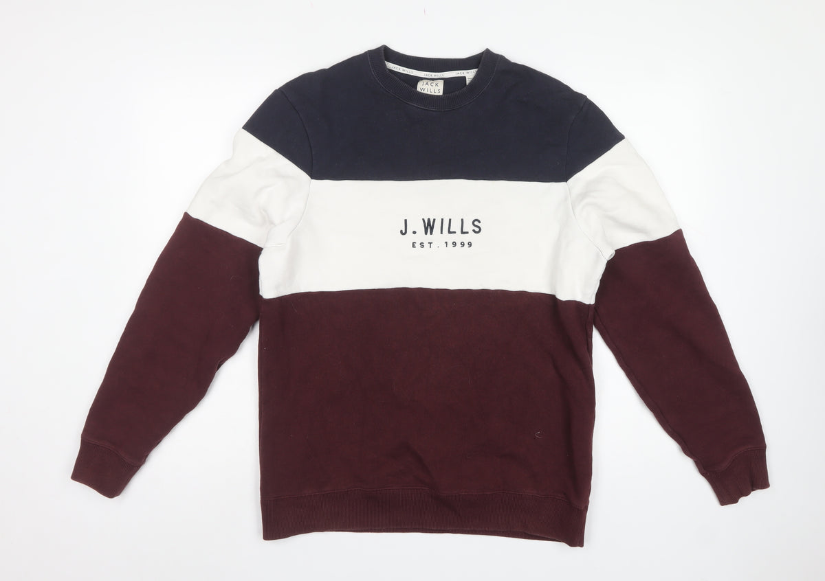 Jack Wills Men's Multicoloured S Pullover Logo Crew Neck Sweatshirt