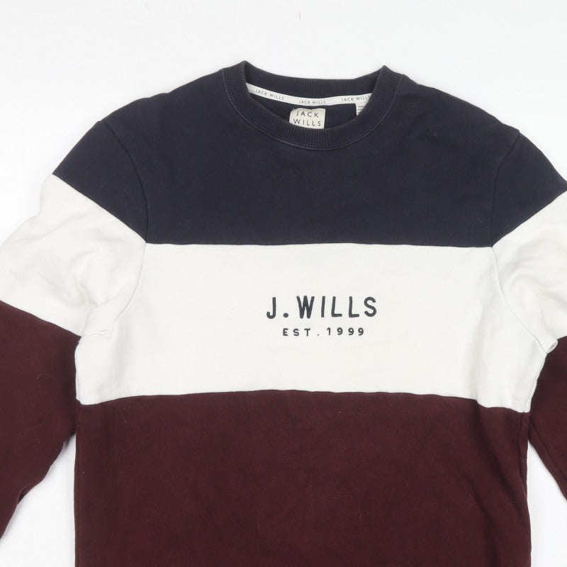 Jack Wills Men's Multicoloured S Pullover Logo Crew Neck Sweatshirt
