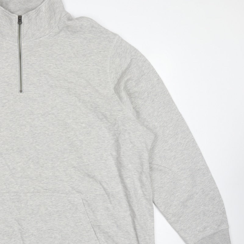 Jacamo Men’s Grey 3XL 1/4 Zip High Neck Pullover Hoodie Pockets