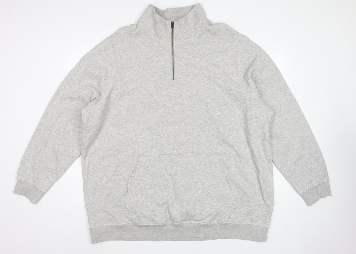 Jacamo Men’s Grey 3XL 1/4 Zip High Neck Pullover Hoodie Pockets