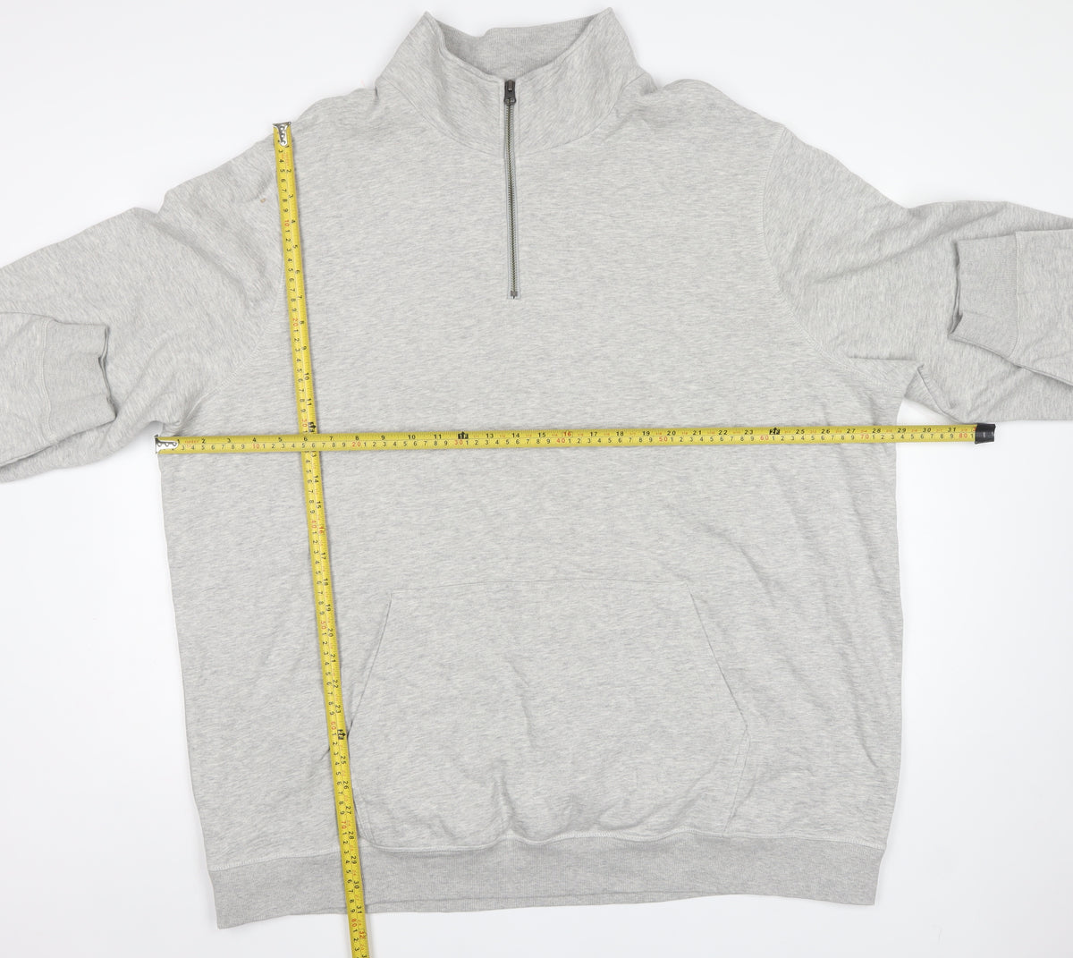 Jacamo Men’s Grey 3XL 1/4 Zip High Neck Pullover Hoodie Pockets
