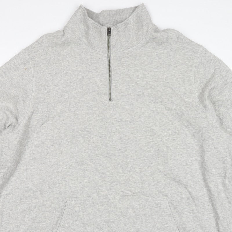 Jacamo Men’s Grey 3XL 1/4 Zip High Neck Pullover Hoodie Pockets