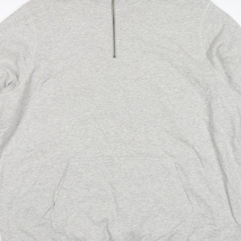 Jacamo Men’s Grey 3XL 1/4 Zip High Neck Pullover Hoodie Pockets