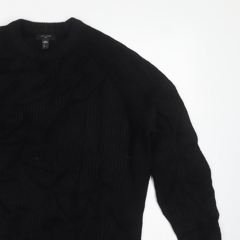 New Look Men Black L Chunky Knit Crew Neck Pullover Jumper