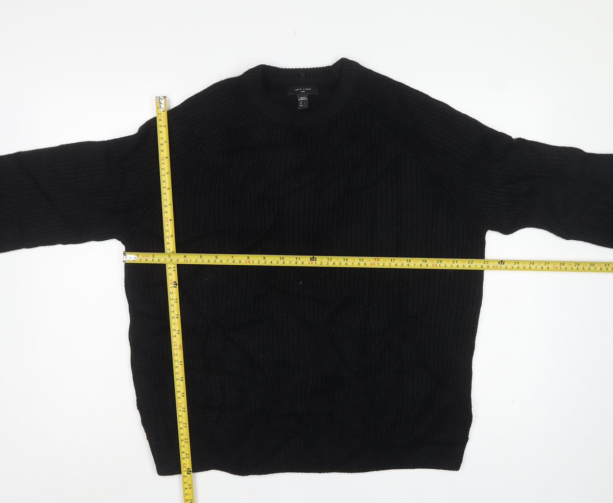 New Look Men Black L Chunky Knit Crew Neck Pullover Jumper