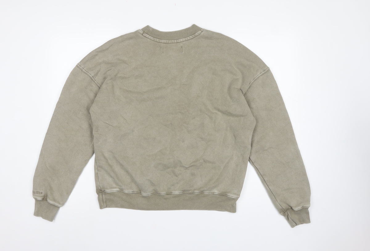 Hollister Men’s Beige S Boxy Fit Crew Neck Pullover Sweatshirt