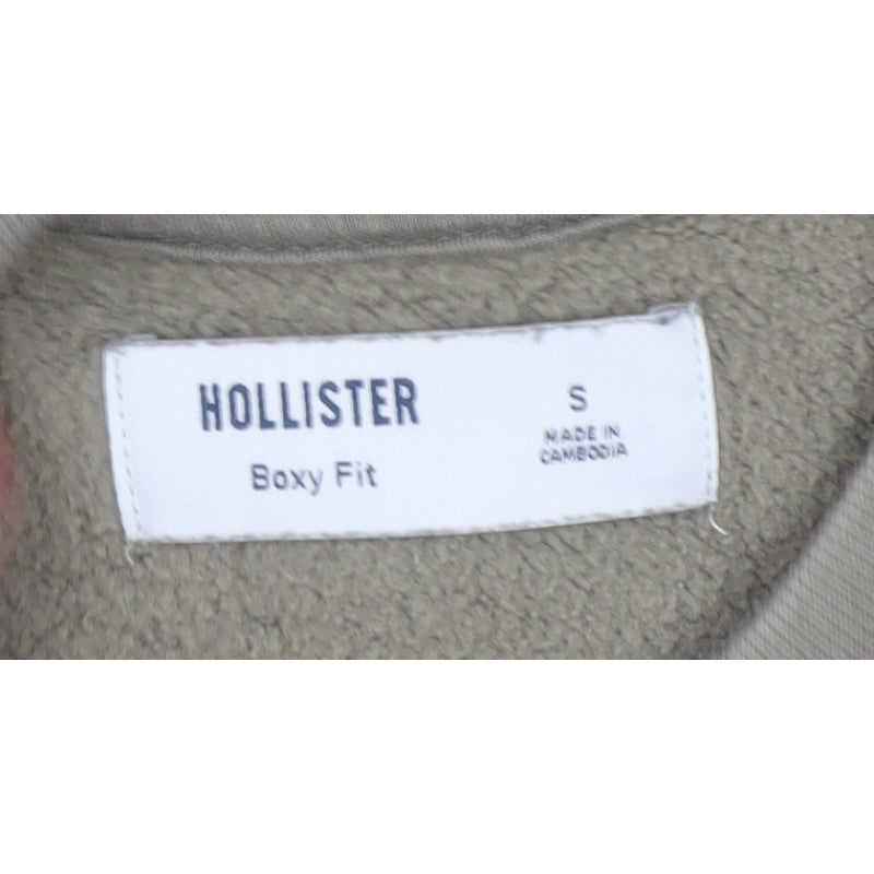 Hollister Men’s Beige S Boxy Fit Crew Neck Pullover Sweatshirt