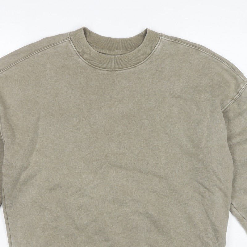 Hollister Men’s Beige S Boxy Fit Crew Neck Pullover Sweatshirt