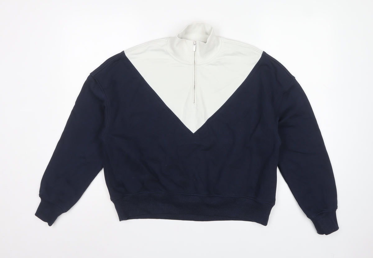 Sweaty Betty Women's Navy White S/M Colourblock 1/4 Zip Pullover Sweatshirt