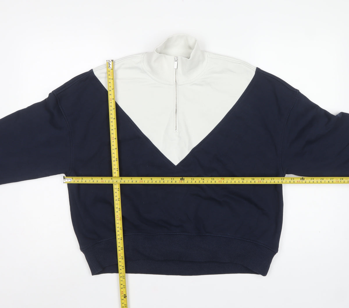 Sweaty Betty Women's Navy White S/M Colourblock 1/4 Zip Pullover Sweatshirt