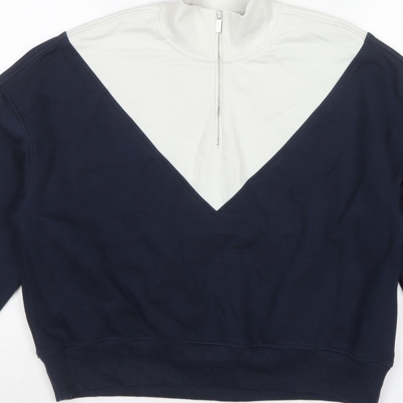 Sweaty Betty Women's Navy White S/M Colourblock 1/4 Zip Pullover Sweatshirt