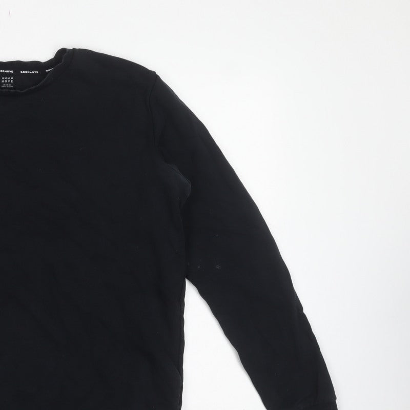 M&S Goodmove Boys Black 15-16 Years Pullover Cotton Sweatshirt