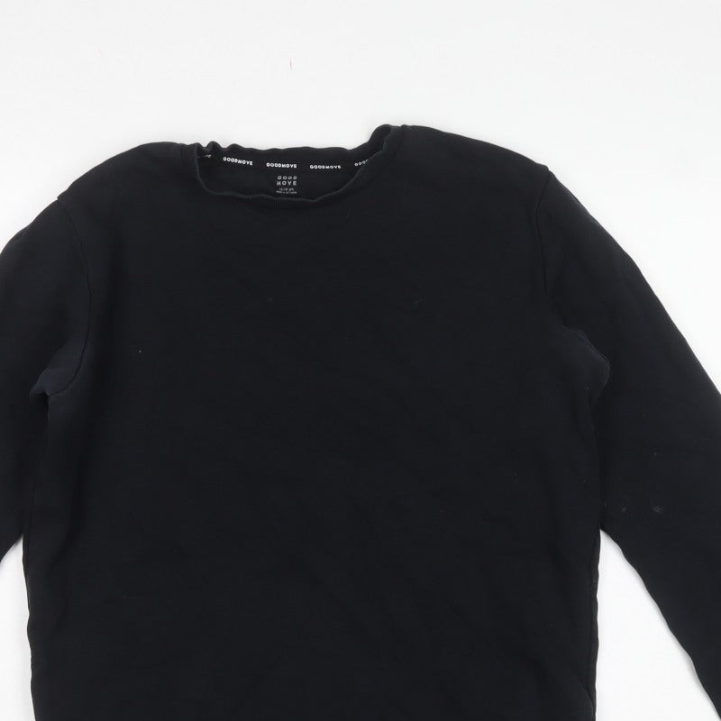 M&S Goodmove Boys Black 15-16 Years Pullover Cotton Sweatshirt