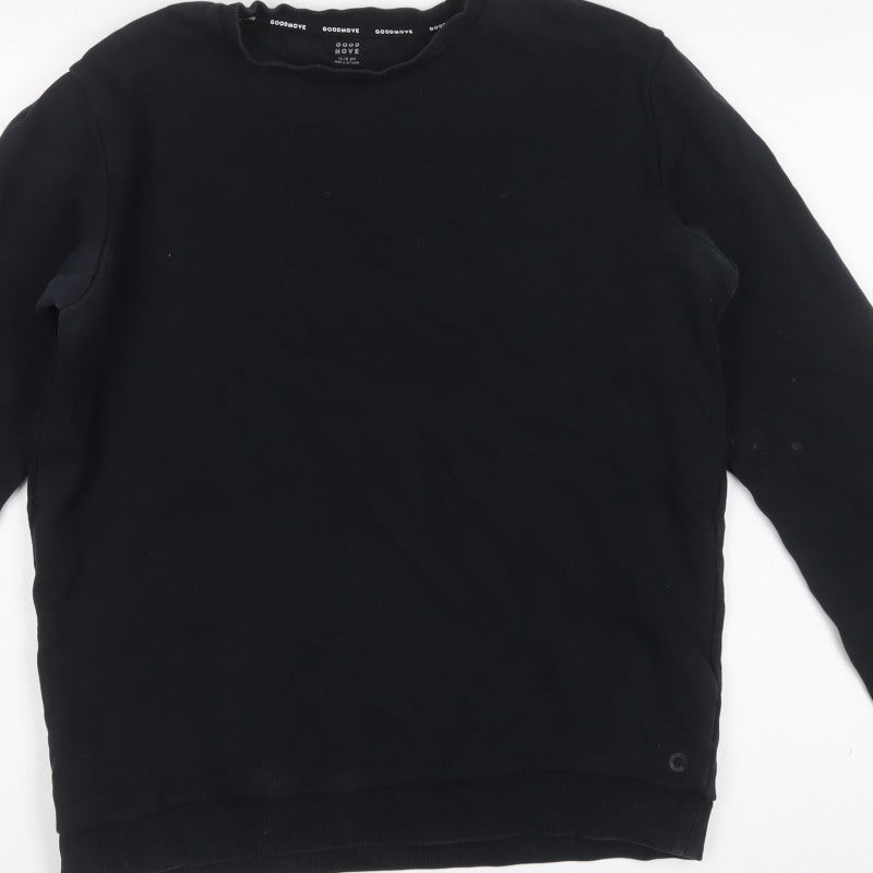 M&S Goodmove Boys Black 15-16 Years Pullover Cotton Sweatshirt