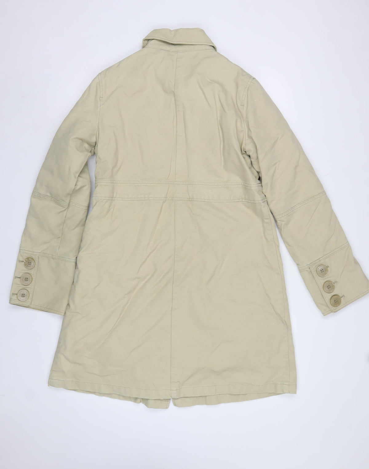 Roxy Womens Beige Size 8 Long Military Cotton Button Coat