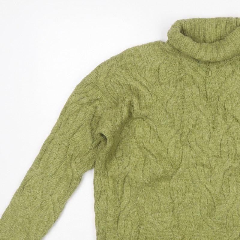 Marks and Spencer Women Green M Cable-Knit Roll Neck Pullover Jumper