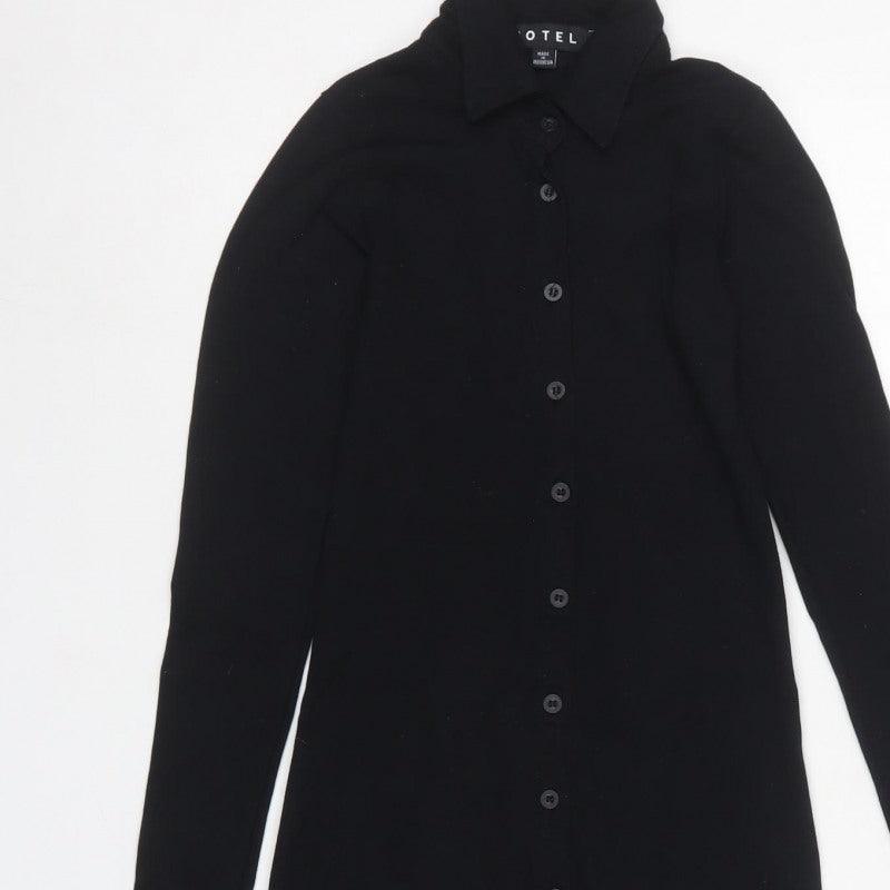 Motel Women’s Black S Jersey Collared Button Shirt Dress