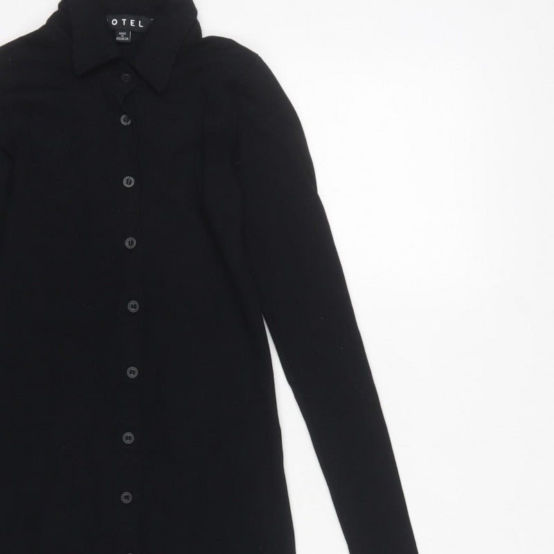 Motel Women’s Black S Jersey Collared Button Shirt Dress