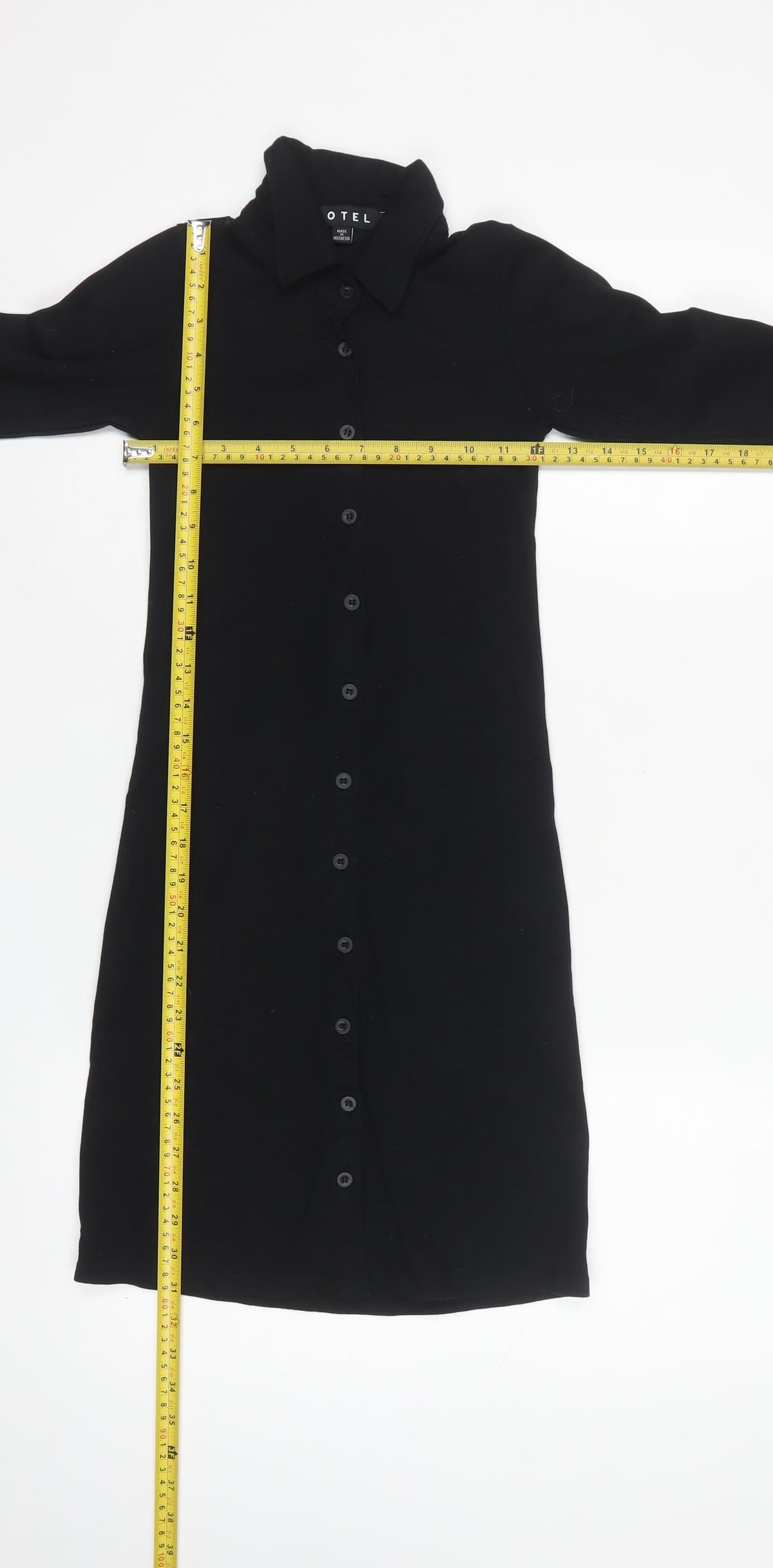 Motel Women’s Black S Jersey Collared Button Shirt Dress