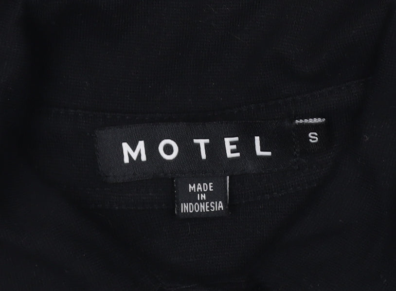 Motel Women’s Black S Jersey Collared Button Shirt Dress