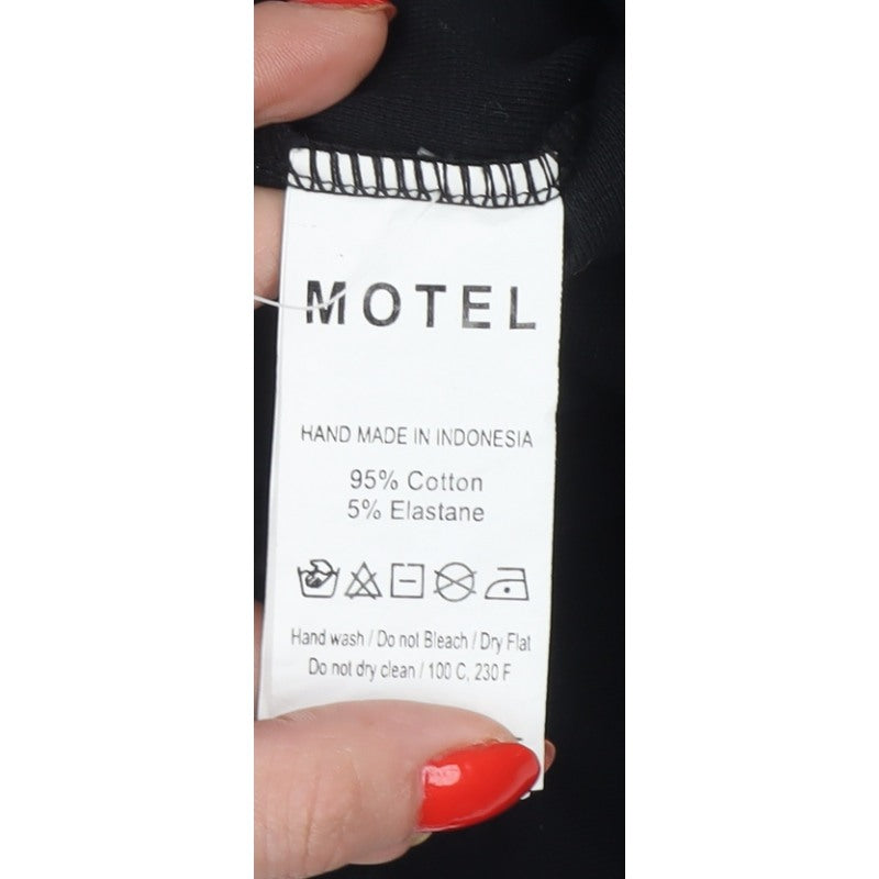 Motel Women’s Black S Jersey Collared Button Shirt Dress