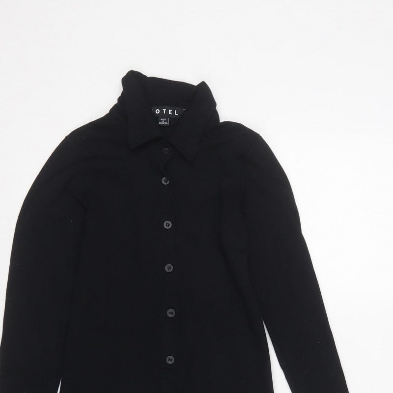 Motel Women’s Black S Jersey Collared Button Shirt Dress