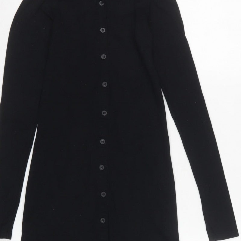 Motel Women’s Black S Jersey Collared Button Shirt Dress