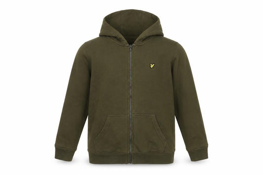 Lyle & Scott Boys Dark Olive 10-11 Years Full Zip Logo Hoodie