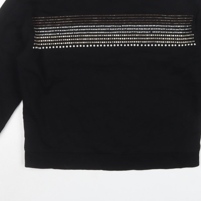 Tu Women’s Black Size 14 Rhinestone Stripe Crew Neck Sweatshirt