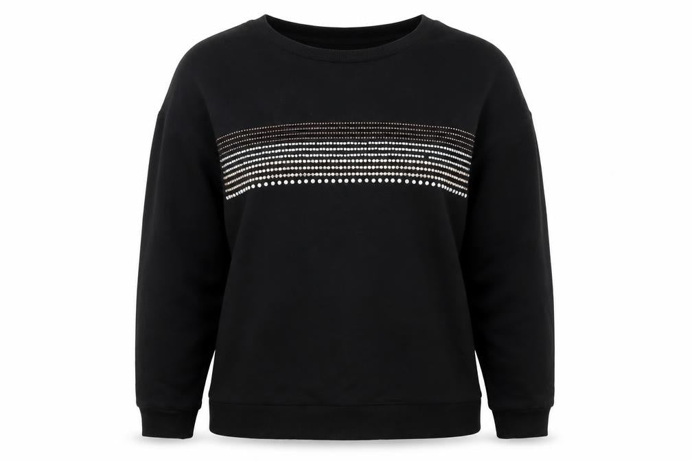 Tu Women’s Black Size 14 Rhinestone Stripe Crew Neck Sweatshirt