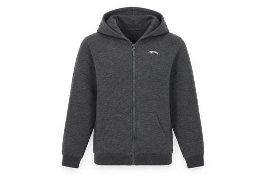 Slazenger Boys Grey 13 Years Full Zip Hooded Fleece Hoodie Logo