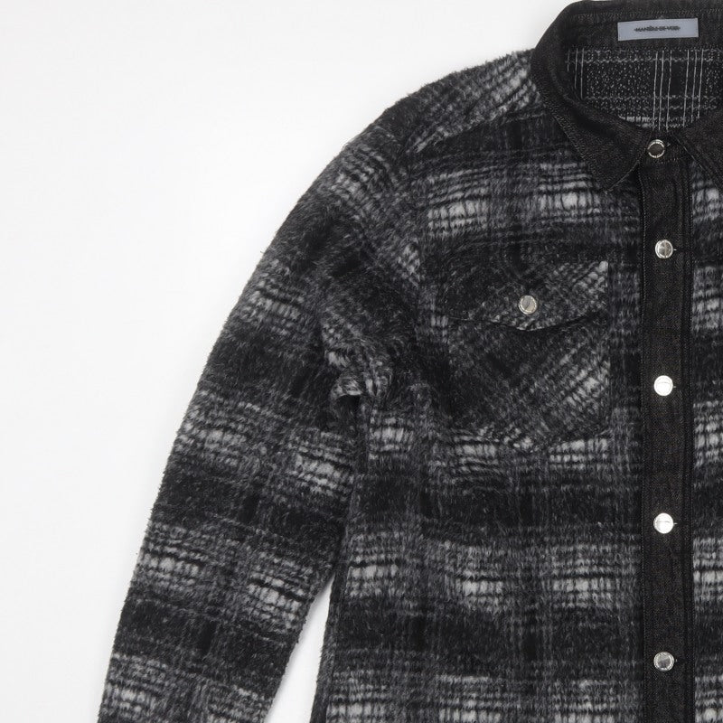 Manière De Voir Men’s Black Check Fleece Jacket Size M Collared