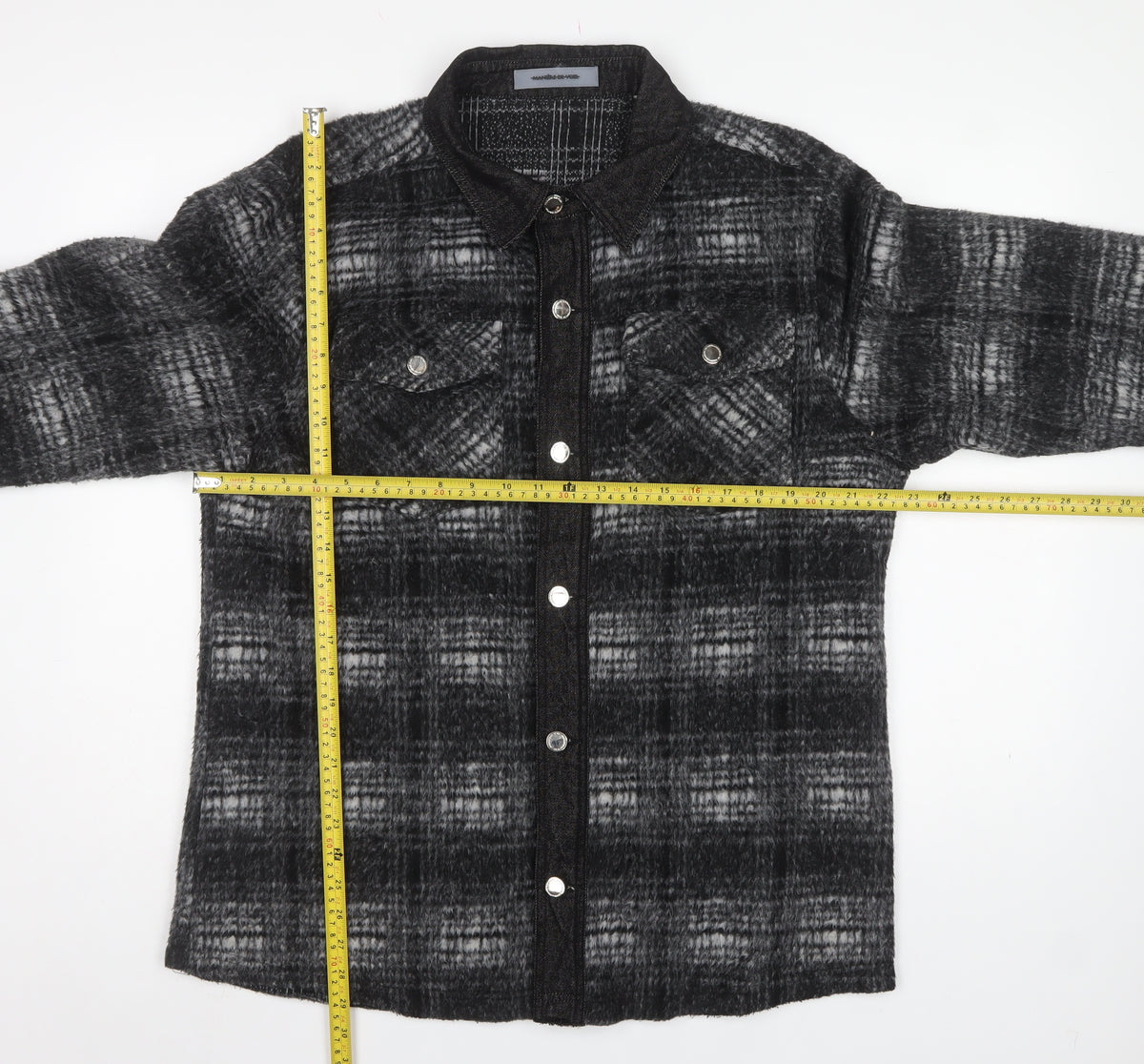 Manière De Voir Men’s Black Check Fleece Jacket Size M Collared