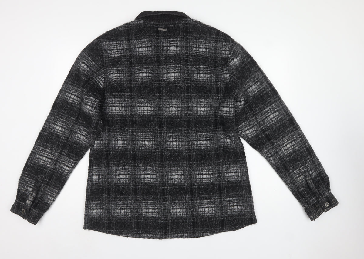 Manière De Voir Men’s Black Check Fleece Jacket Size M Collared