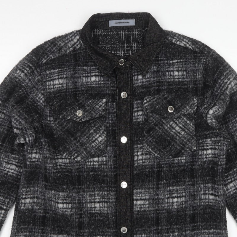 Manière De Voir Men’s Black Check Fleece Jacket Size M Collared