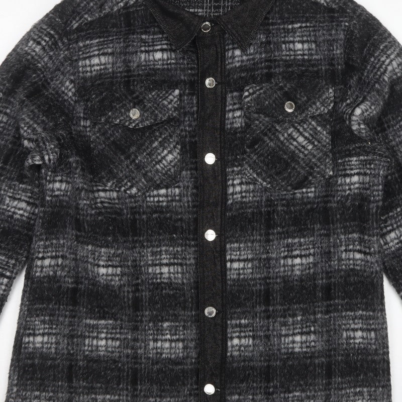 Manière De Voir Men’s Black Check Fleece Jacket Size M Collared