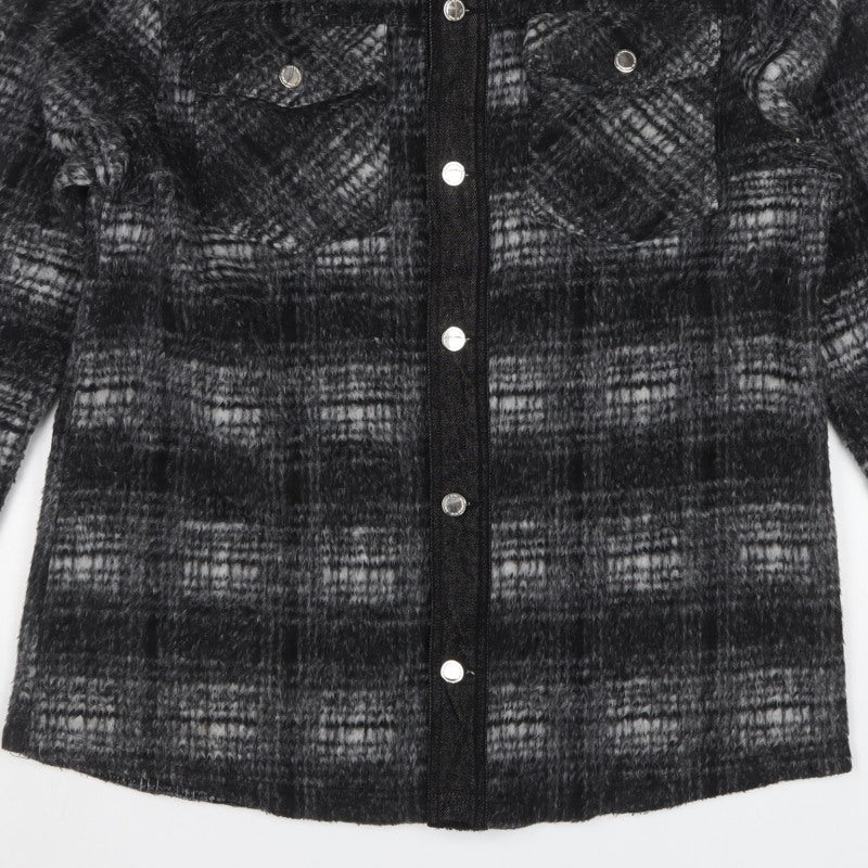 Manière De Voir Men’s Black Check Fleece Jacket Size M Collared