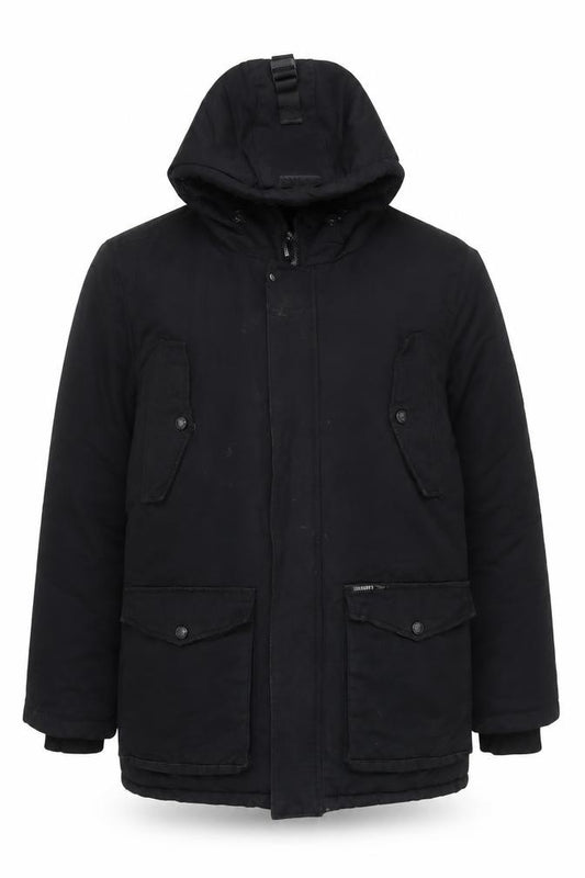 Legender's Men’s Black Large Hooded Parka Jacket Padded Winter