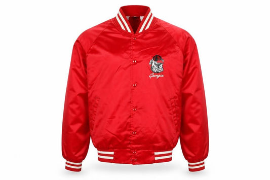 Bridgeport Mens Red L Georgia Bulldog Satin Varsity Jacket USA