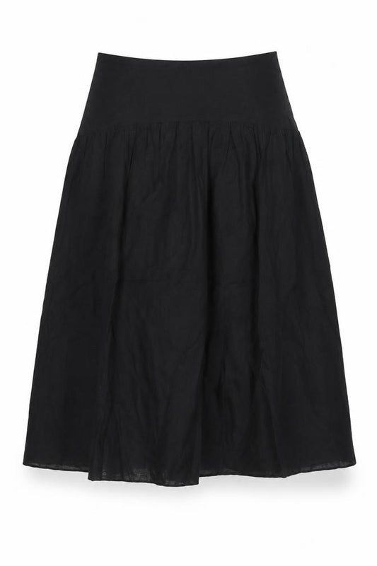 Marks and Spencer Women Black UK 10 Petite A-Line Long Linen Blend Skirt