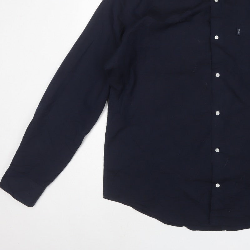 Next Men’s Blue XL Regular Fit Cotton Button-Down Long Sleeve Shirt