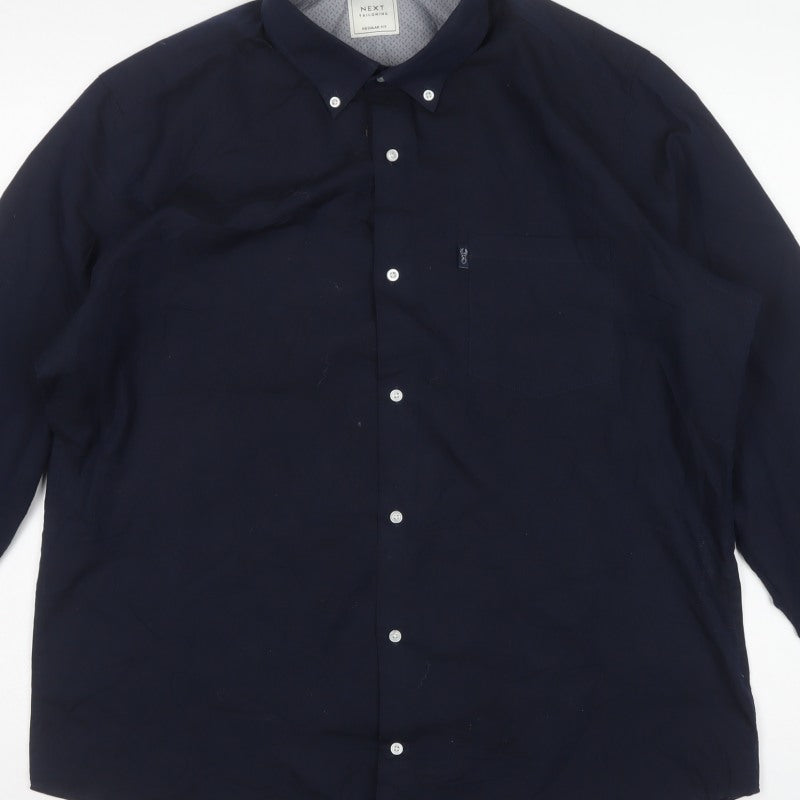 Next Men’s Blue XL Regular Fit Cotton Button-Down Long Sleeve Shirt