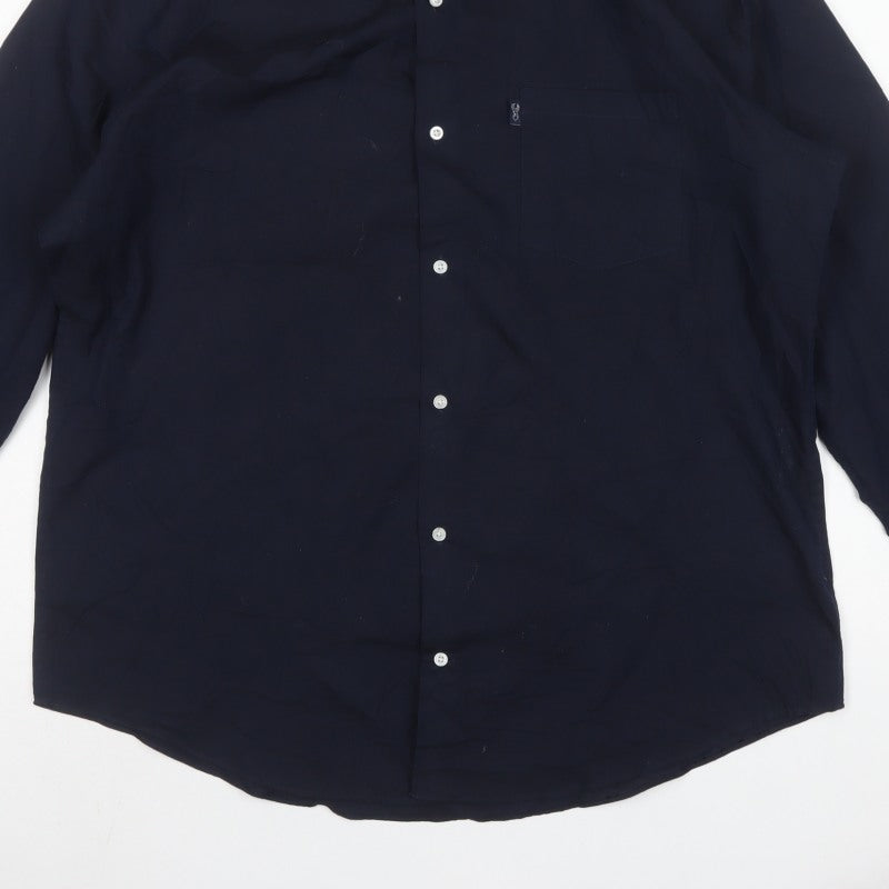 Next Men’s Blue XL Regular Fit Cotton Button-Down Long Sleeve Shirt