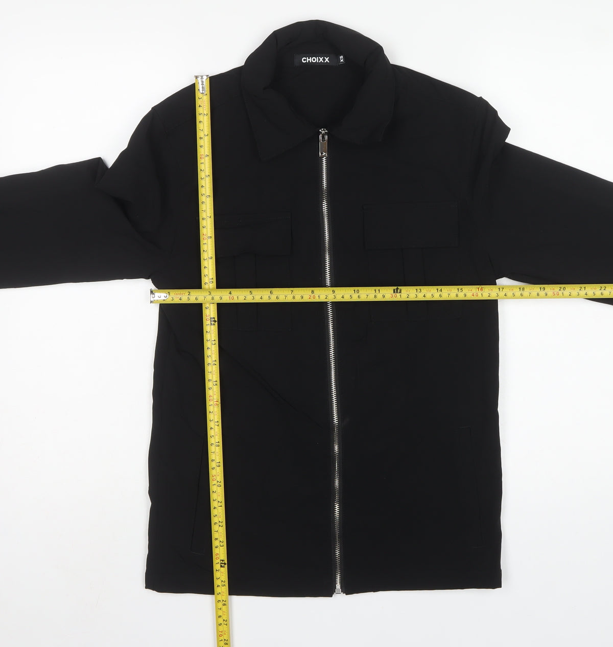 Choixx Men's Black XS Military Jacket Full Zip Utility Pockets