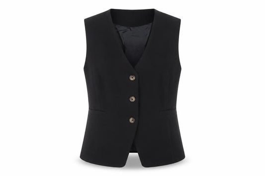 New Look Women Black UK 12 Tailored Lined Three Button Suit Waistcoat